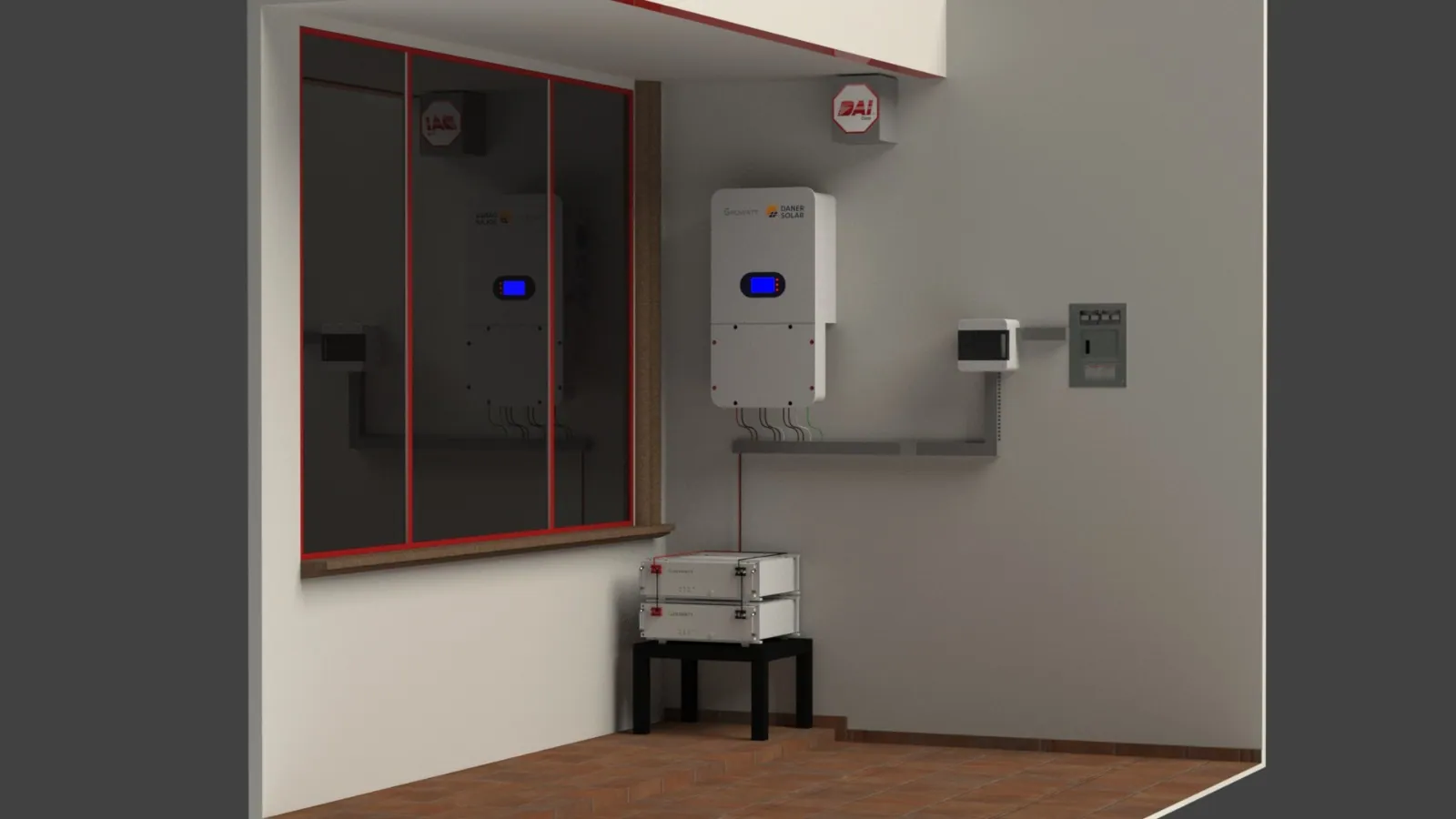 Render general del sistema híbrido a la distancia