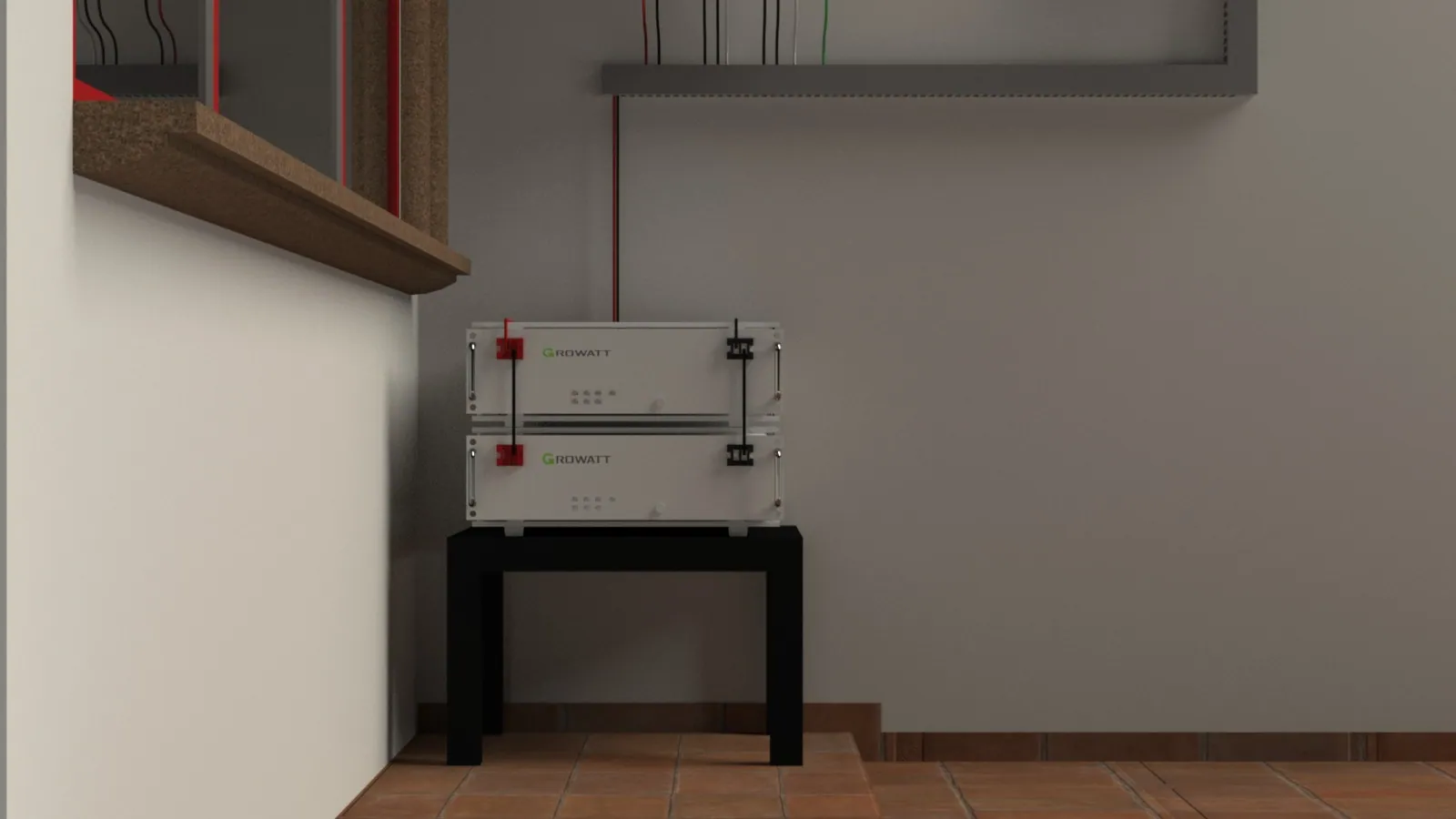 Detalle de la batería en el render híbrido